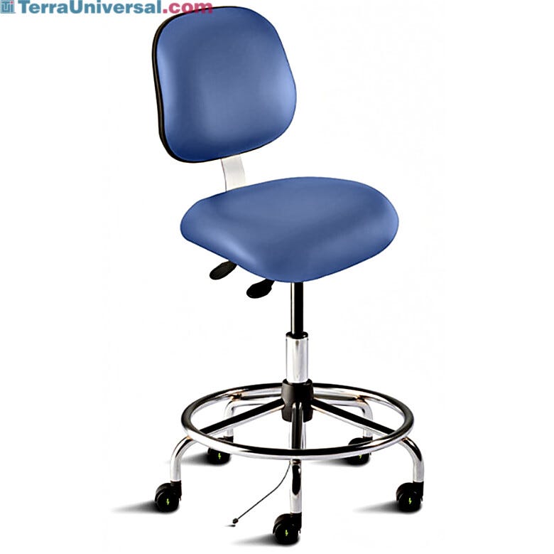 Microcon Blue Elite EES-M-RK ISO 8 ESD Cleanroom Chair by Biofit for static control applications; bench height #EES-M-RK-T-XF-XA-ISO8KMBLU  |  2809-19 displayed