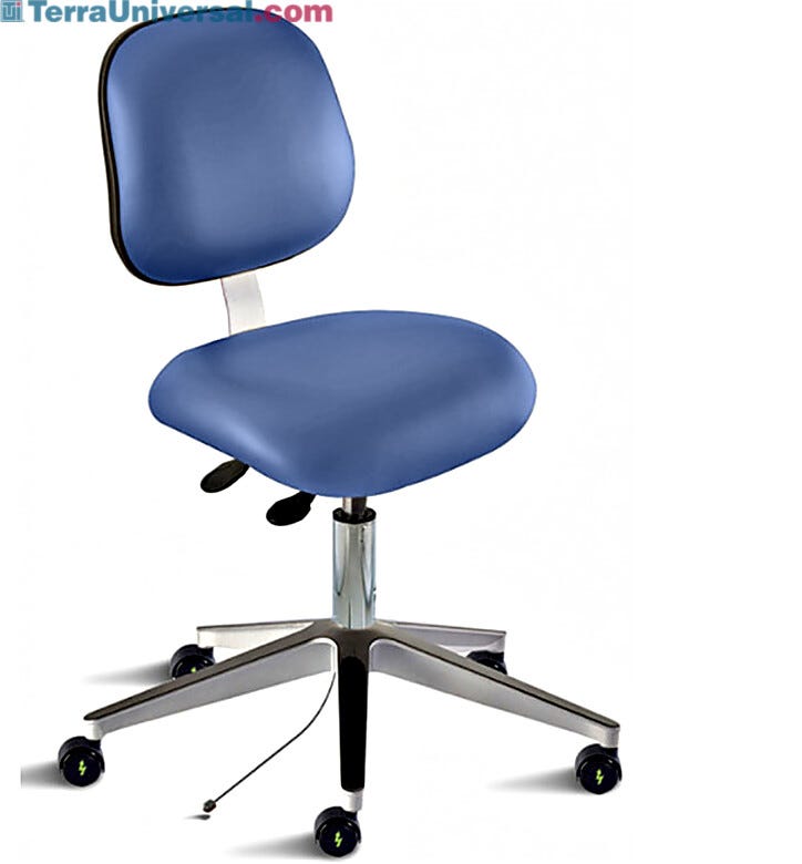 Microcon Blue Elite EEW-L-RK ISO 8 ESD Cleanroom Chair by Biofit for electrostatic sensitive workplaces; desk height #EEW-L-RK-T-XF-XA-ISO8KMBLU  |  2809-23 displayed