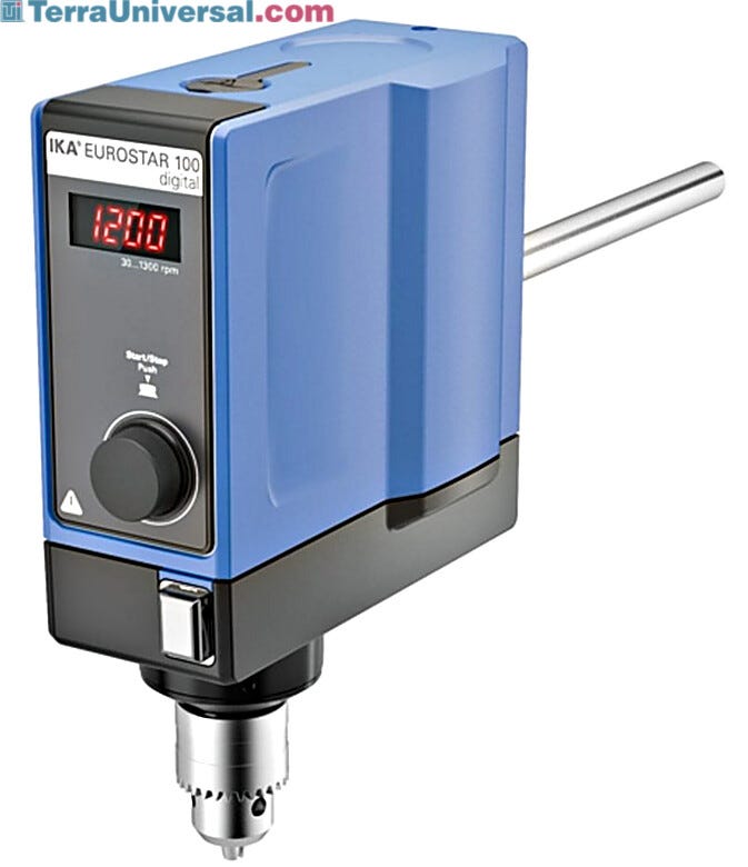 Ideal for high volume applications, the EUROSTAR 100 digital Overhead Stirrer features a 100L capacity and handles materials with a 70,000 mPas viscosity  |  6926-94 displayed