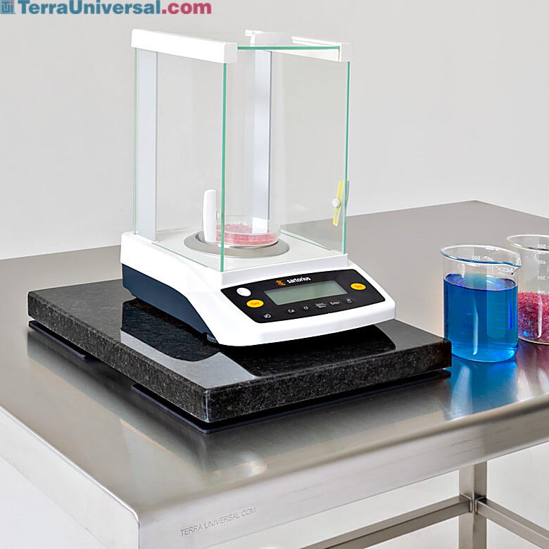 Granite vibration isolators are ideal for precision electronic weighing scales, and microscopes  |  1580-20 displayed