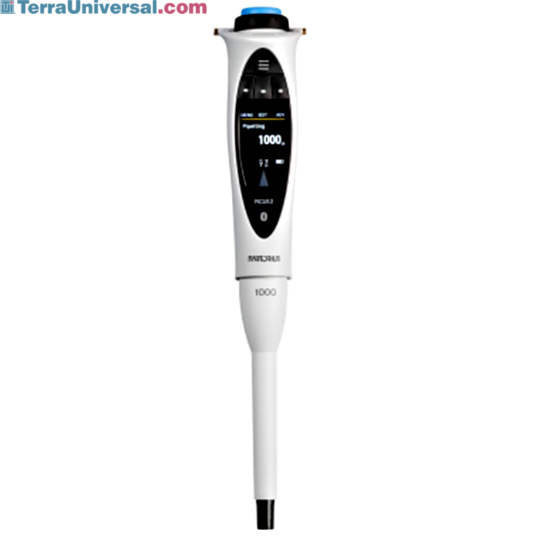 Single-channel LH-747081 Picus 2 Electronic Pipette by Sartorius with a 50-1000 μl volume range, an adjustment wheel, safety features and connectivity