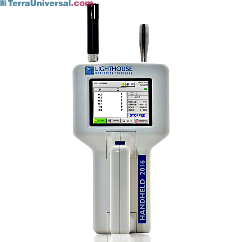 Lightweight 6-channel airborne particle counter with a sensitivity range from 0.2- 2.0 μm; ideal for spot-checking critical environments and cleanrooms
