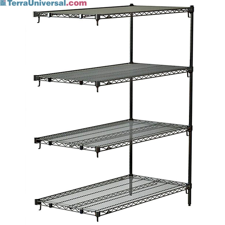 Metro Super Adjustable Super Erecta 4-shelf industrial wire shelving add-on unit, Chrome