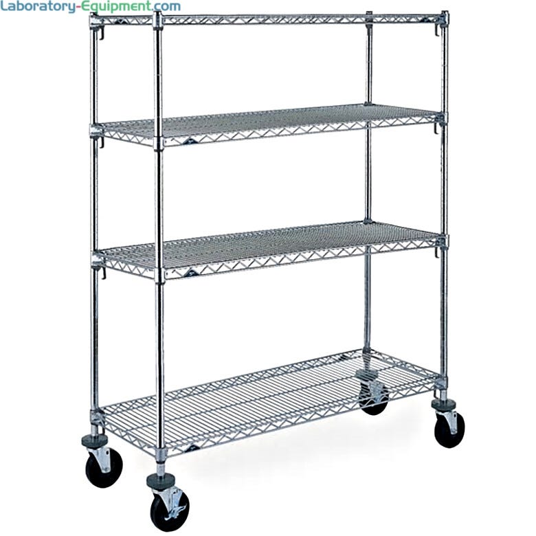 Metro Super Adjustable Super Erecta 4-shelf industrial wire shelving stem caster cart, chrome