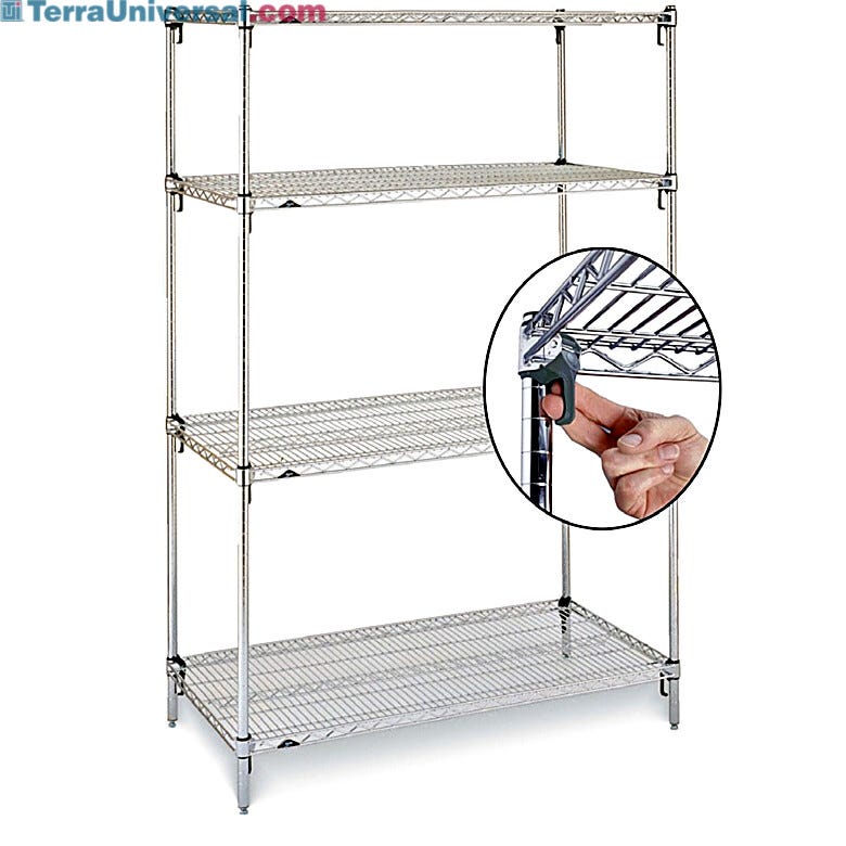 Metro Super Adjustable Super Erecta 4-Shelf Industrial Wire Shelving Starter Unit, Stainless Steel