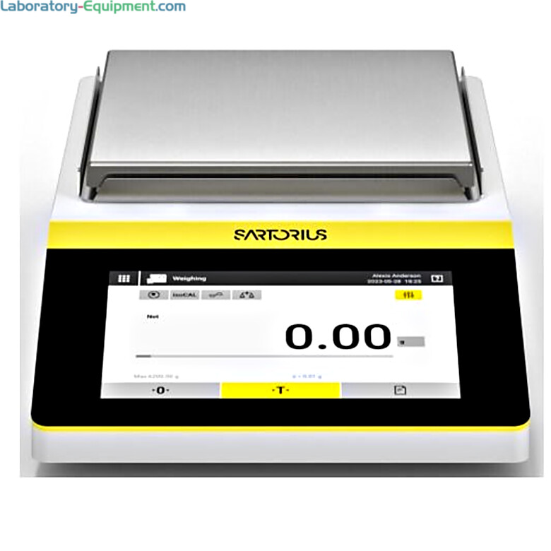 Economical Quintix Pro Precision Balances by Sartorius with a 1200-12,200 g capacity, 10 mg or 100 mg readability, and an integrated applications program