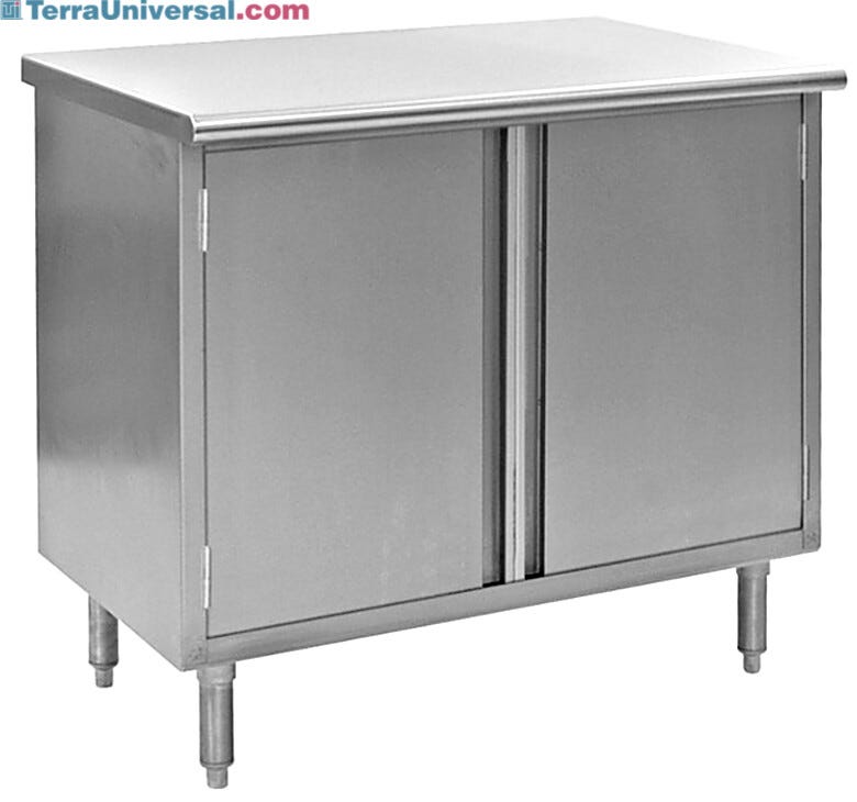 Enclosed Base Worktables come with a rolled rim (41 mm) on the front and back with the sides  |  5656-16A displayed
