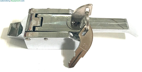 Small (4") locking latch, catcher included. Grid shows one-inch squares.  |  1603-80 displayed