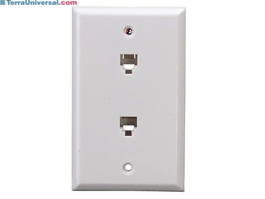 Flat phone jack wall plate enables 2 phones to be plugged in | 6703-93 displayed