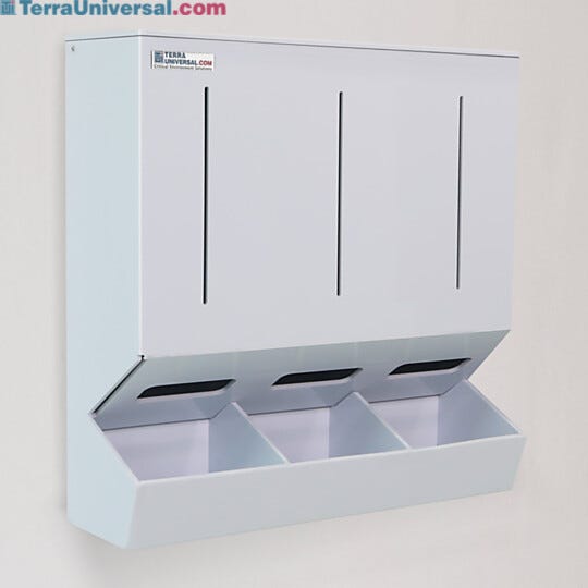 Dispensers allow easy access to well-organized supplies as well as an easy open top for replenishing. | 4952-13A displayed