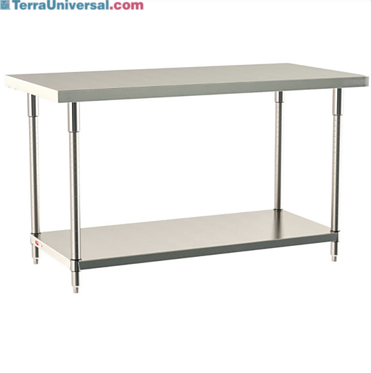 All 304 Stainless Steel TableWorx Work Tables with an Under Shelf by Metro for lab, electronics, pharma and science applications; size and mobile options  |  1545-PP-01 displayed