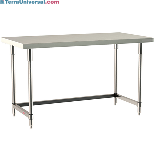 316 Stainless Steel TableWorx Work Tables with 304 SS Legs and 3-Sided Frame by Metro ideal in cleanrooms and biopharma applications; various sizes available  |  1543-PP-05 displayed