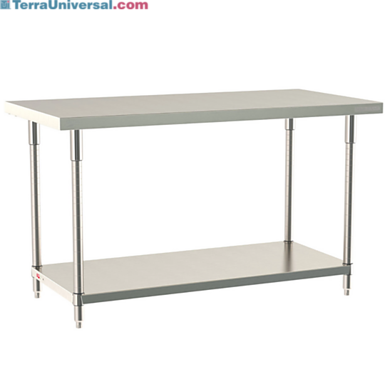 316 Stainless Steel TableWorx Work Tables with 304 SS Legs and Under Shelf by Metro ideal in cleanrooms and biopharma applications; sizes and mobile options  |  1543-PP-03 displayed