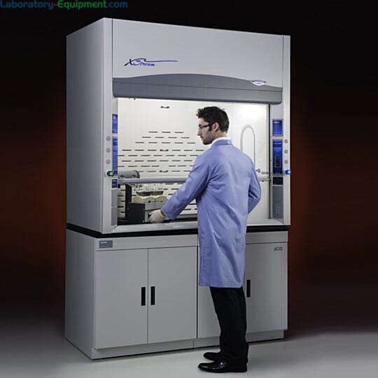 XStream Labconco fume hood shown with clean-sweep sash handle and rear downflow dual baffle system | 1538-32 displayed