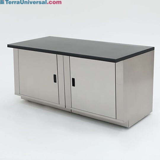 72" wide stainless steel base cabinet with epoxy table top; ideal for biochemistry labs and proteomic research  |  1725-15 displayed