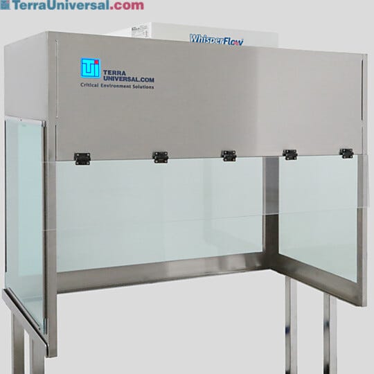 BioSafe® benchtop vertical laminar flow hood with tempered glass panels combines visual clarity with broad chemical resistance | 1688-TG-4830 displayed