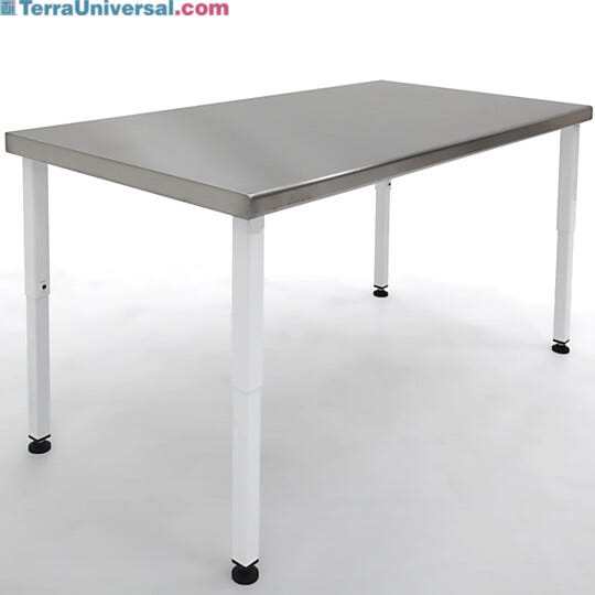 Solid stainless steel top with a power-coated steel base and telescoping legs  |  1751-00 displayed
