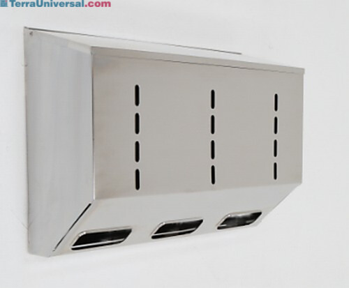 Stainless Steel Wall Mounted 3 Chamber Glove Dispenser  |  4952-83-2-316 displayed