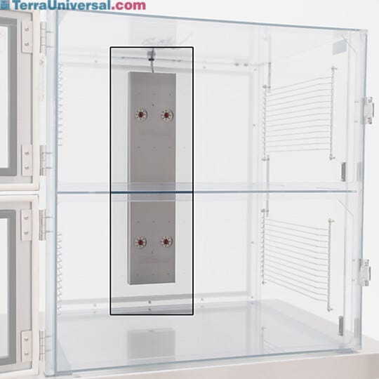 Ionizing module safely neutralizes static charges in pressurized desiccator cabinets  |  2006-01 displayed