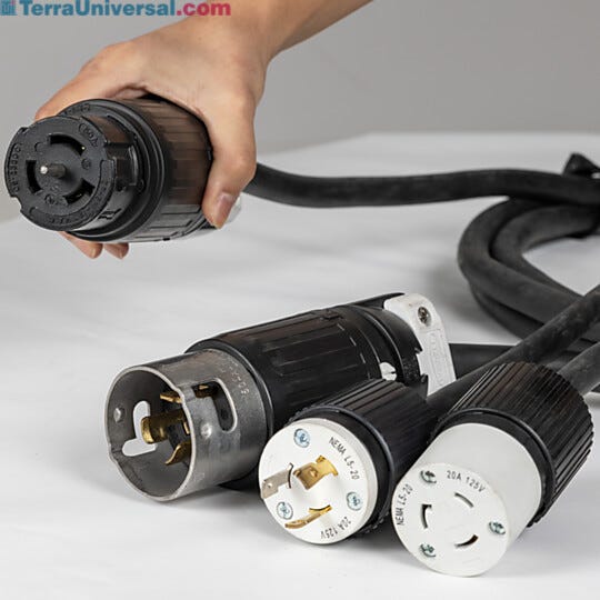 Industrial twist-lock plugs and receptacles provide instant, safe, and secure power connection to all PDMs  |  6600-29-M displayed