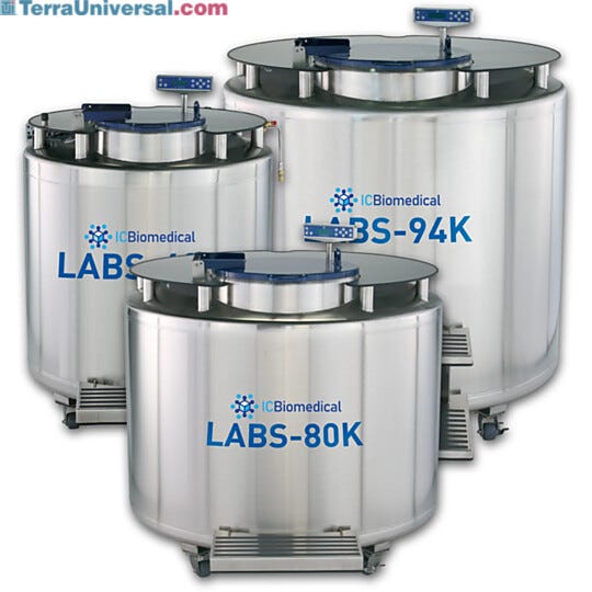 Available in four capacity sizes, models feature a single pivot turntable, a stainless steel table top for efficient LN2 storage in vapor or liquid phase  |  6900-PP-03 displayed