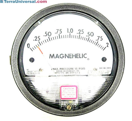 Magnehelic differential pressure gauge, 0" - 2" WC  |  2625-10 displayed