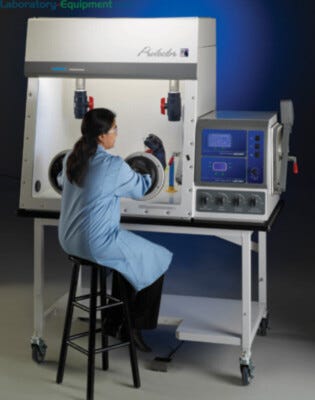 Fiberglass or stainless steel Protector Combination Glove Boxes for use with hazardous or contamination-sensitive materials (shown with optional stand) | 3644-15 displayed