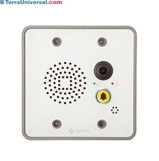 Compact audio/video intercom system sits flush in an aluminum alloy base frame and smooth acrylic face plate  |  6711-12 displayed