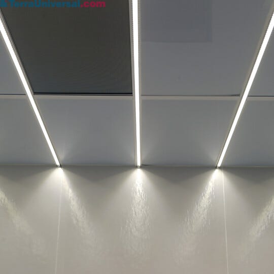 Double stacked cleanroom LED strip lights installed to the ceiling of a cleanroom  |  3800-40A displayed