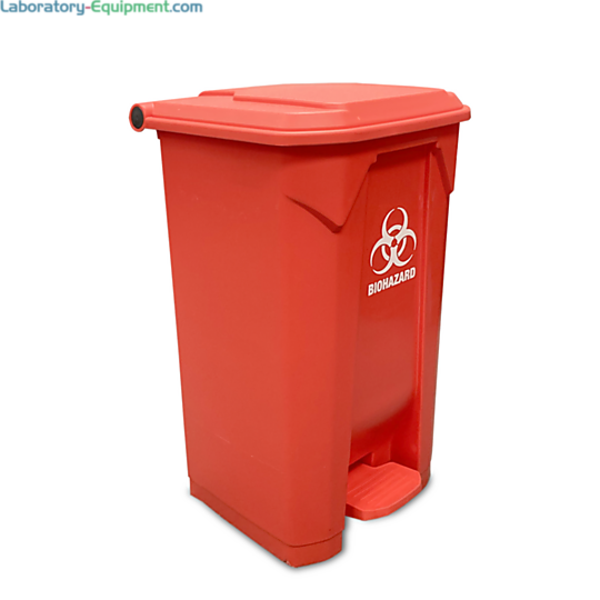 MTC Bio Extra-Large 23-Gallon Biohazard Bin for disposal of infectious or contaminated waste features a foot-pedal operated lid, bag notch hooks; A8002B  |  5705-94 displayed