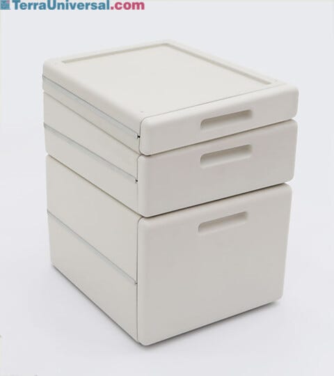 Stackable drawers mount easily under work surfaces and shelves.