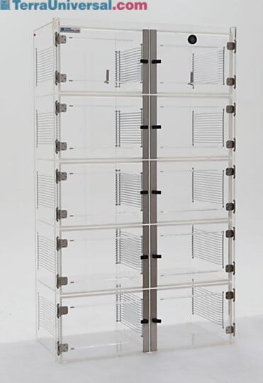 ValuLine® acrylic desiccator cabinet, 10 chambers with adjustable shelving  |  3949-37C displayed