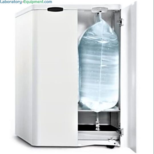 Safely stores 100L of ASTM Type 2 and Type 3 water produced by Arium Comfort and Arium Advanced Water Systems; select models include an integrated pump