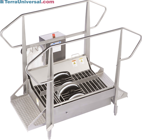 Stainless steel BSX800-DAF Compact Walk Through Dual Wet Boot Scrubber for medium traffic applications include 2 ½" side disc brushes | 5608-28 displayed