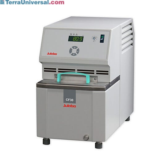 CF30 Cryo-Compact Circulator by Julabo with a -30°C to +150°C temperature range, a 3.5L capacity, RS232 interface, and a 15L/min flow rate for routine applicati | 2540-04 displayed