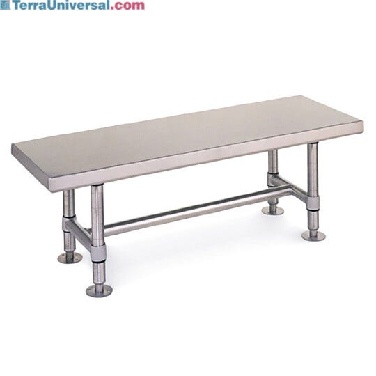 Stainless steel gowning benches by Intermetro features heavy duty solid tops for ideal use in busy cleanrooms