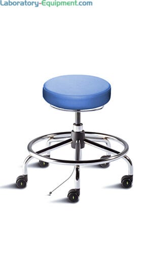 Biofit blue ISO6 desk seat includes tubular steel base, footring and dual-wheel casters for ESD applications