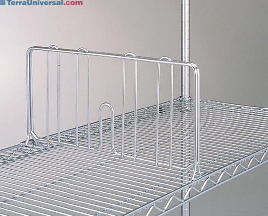 Chrome-plated dividers enhance organization and protect material from sliding across shelves during transit  |  1301-86 displayed