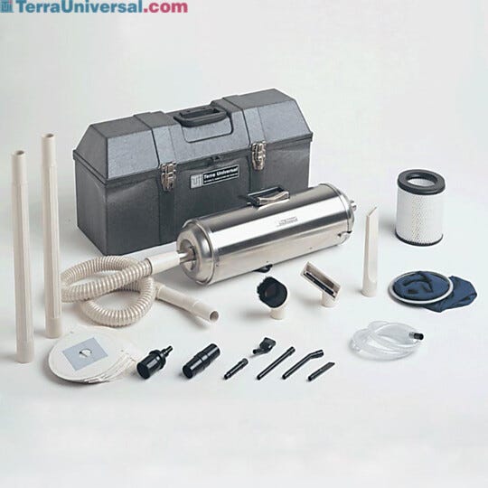 Made of stainless steel, the hand-held UPLA-filtered Micro-Vac vacuum is clean and lightweight. A complete attachment kit is included  |  5100-00 displayed