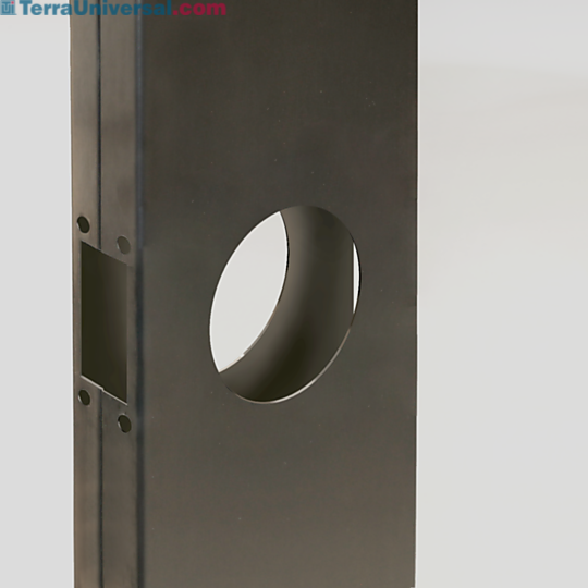 Stainless steel cleanroom door with holes cut out for custom locksets  |  6603-LP-C-A displayed