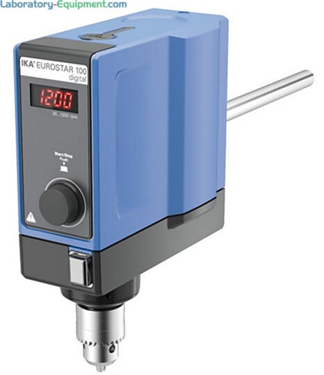 Ideal for high volume applications, the EUROSTAR 100 digital Overhead Stirrer features a 100L capacity and handles materials with a 70,000 mPas viscosity | 6926-94 displayed