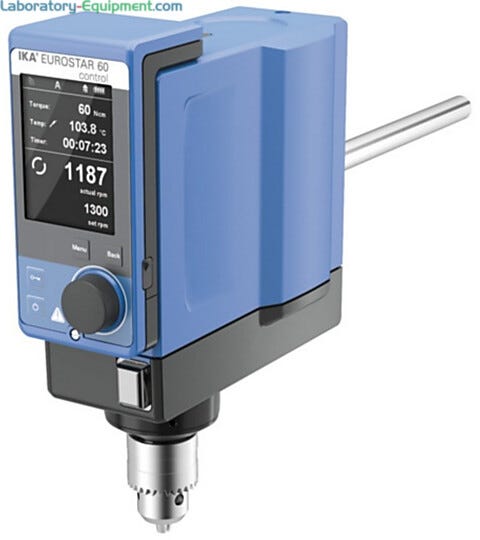 EUROSTAR 60 control Overhead Stirrer with wireless and Bluetooth technology ideal for use in fume hoods and biosafety cabinets; 40L capacity | 6926-91 displayed