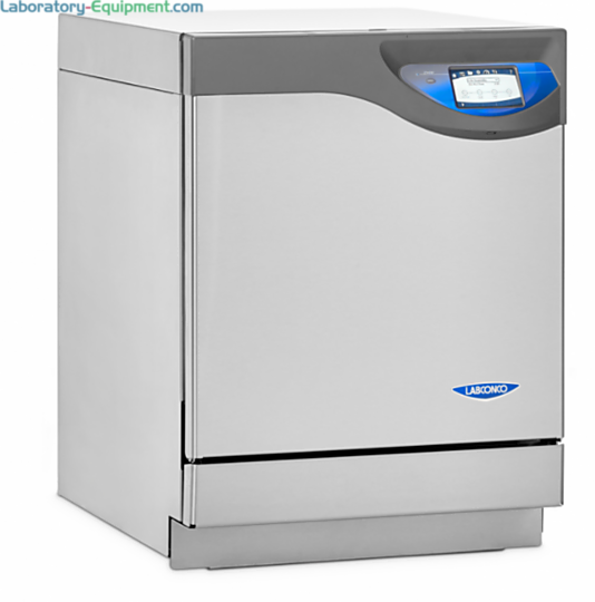 FlaskScrubber models for narrow-neck and Erlenmeyer flasks heat up to 199° F (93° C) and includes a SS lower rack with 36 spindles and 18 glassware holders