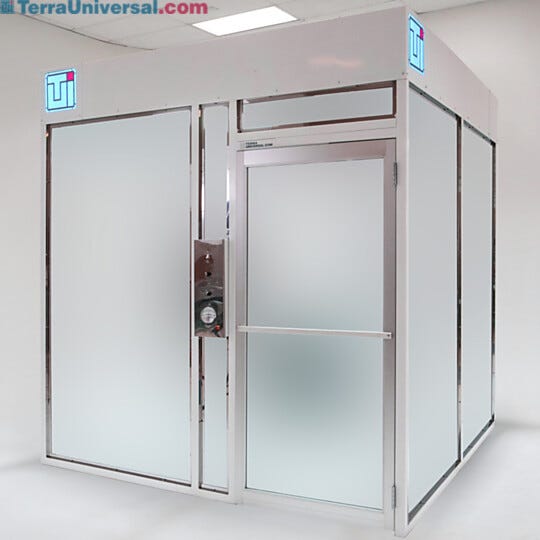 Frosted panels provide privacy for confidential or high-security operations