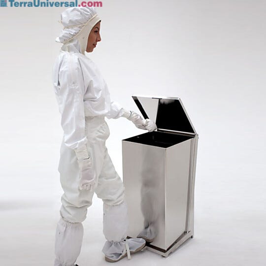 24-Gallon stainless steel ISO 4 BioSafe waste receptacle with a hands free foot pedal.  |  1456-18B displayed