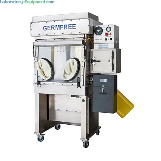 Germfree’s LFGI Compounding Aseptic Containment Isolator meets USP 797 and USP 800 requirements; shown with optional sharps and waste containers | 5607-15 displayed