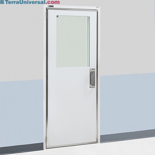 Lightweight, sturdy cleanroom door with uPVC panels suitable for environments needing cGMP compliance  |  6603-76A displayed