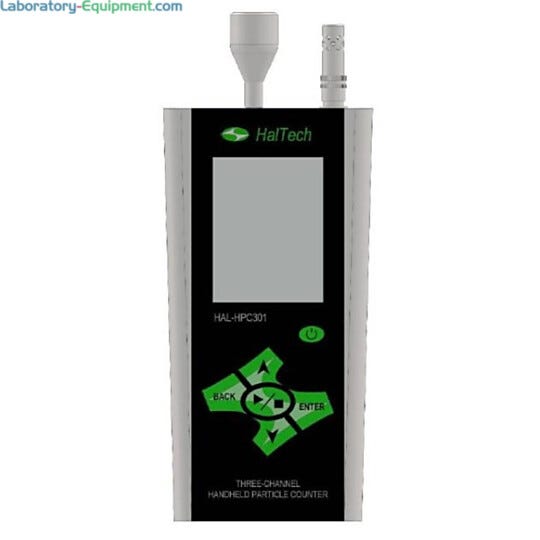 HPC301 3-Channel Handheld Laser Air Particle Counter simultaneously measures 3 user-configured particle sizes; accessories sold separately | 1510-31A displayed