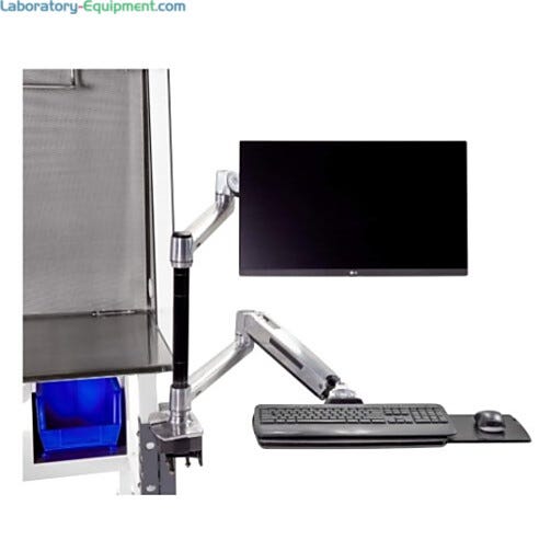Labconco Ergotron WorkFit-LX Monitor and Keyboard Arms mounted on clean bench base stand. Labconco 3997900  |  3644-97 displayed