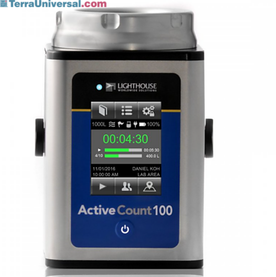 Microbial air sampler for cleanrooms and aseptic environments provides continuous and periodic sampling with a 100 L/min. flowrate and a 6 hour battery life  |  1510-53 displayed